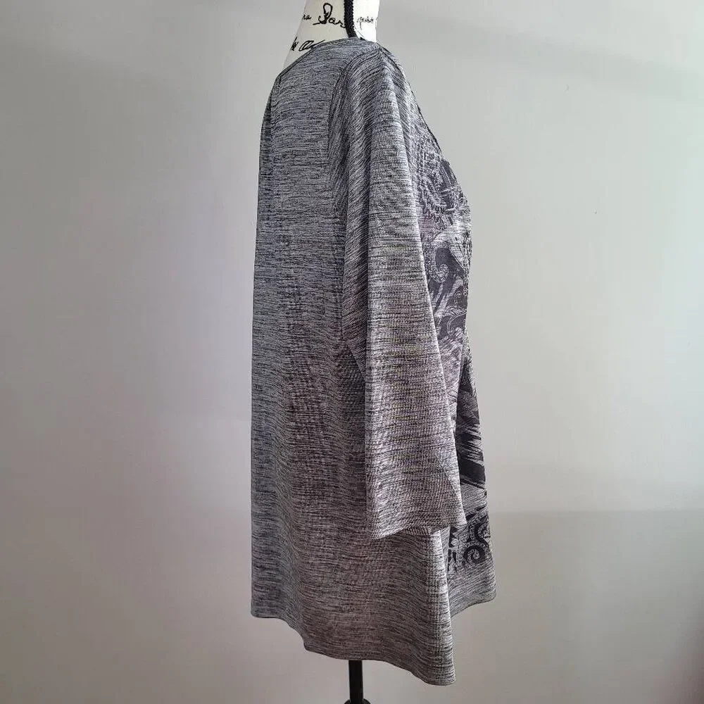 Vintage y2k apt 9 grey graphic top bedazzled grunge rocker punk - Picture 2 of 13